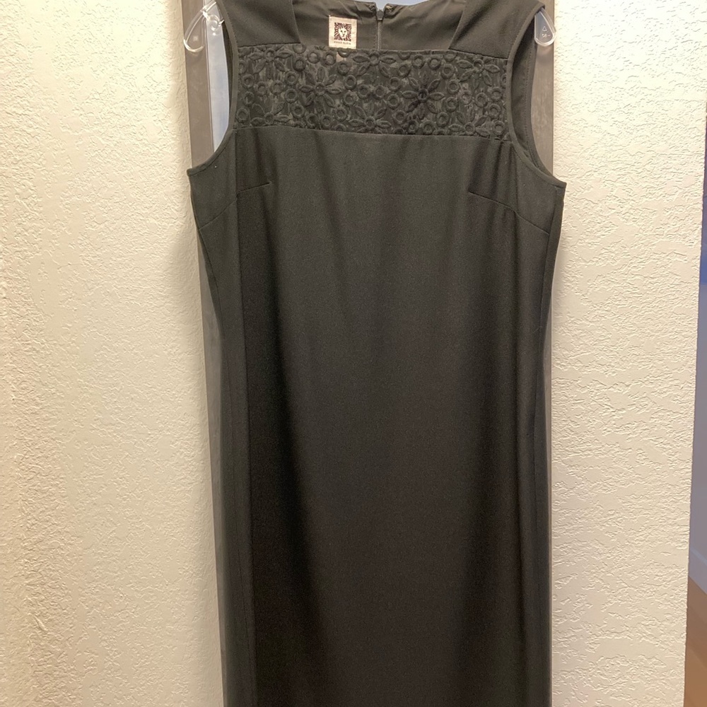 Anne Klein Black Square Neck Midi Dress Size 8